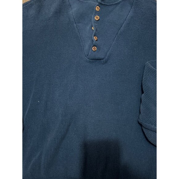 Cabelas Mens Blue Ribbed Cotton Button-Up Sweater Made In USA Size L - Picture 2 of 5